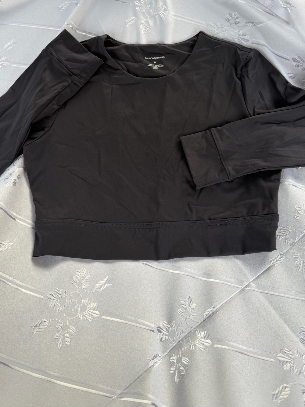 Banana Republic Black Stretch Long-Sleeve Crop Top Size Medium
